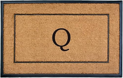 Calloway Mills 101633048Q - Felpudo rectangular (30 x 48 pulgadas), color natural y negro, letra Q