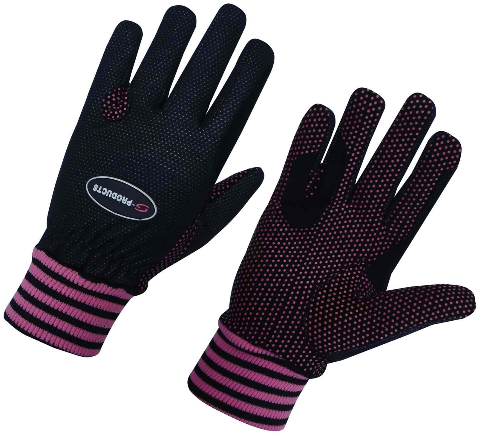 S-Products LADIES WINTER HORSE RIDING WIND RESISTANCE THERMAL EQUESTRIAN GIRL PINK GLOVES (XL)