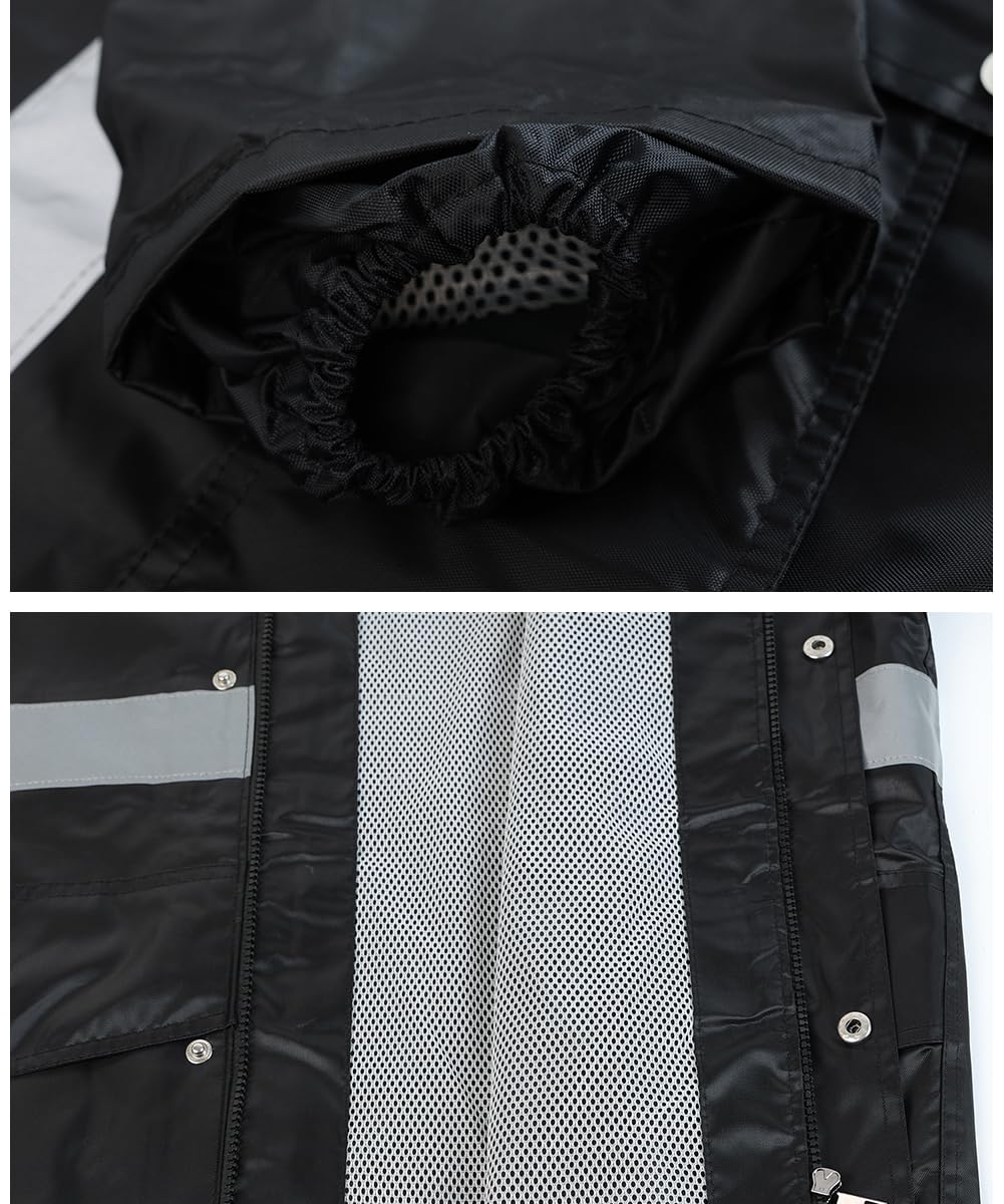 Impermeabile Unisex Tuta Antipioggia Riflettente Uomo Antipioggia 2 Pezzi Tuta Antipioggia Giacca Impermeabile da Lavoro Alta Visibilità Set di Giacca e Pantaloni da Pioggia