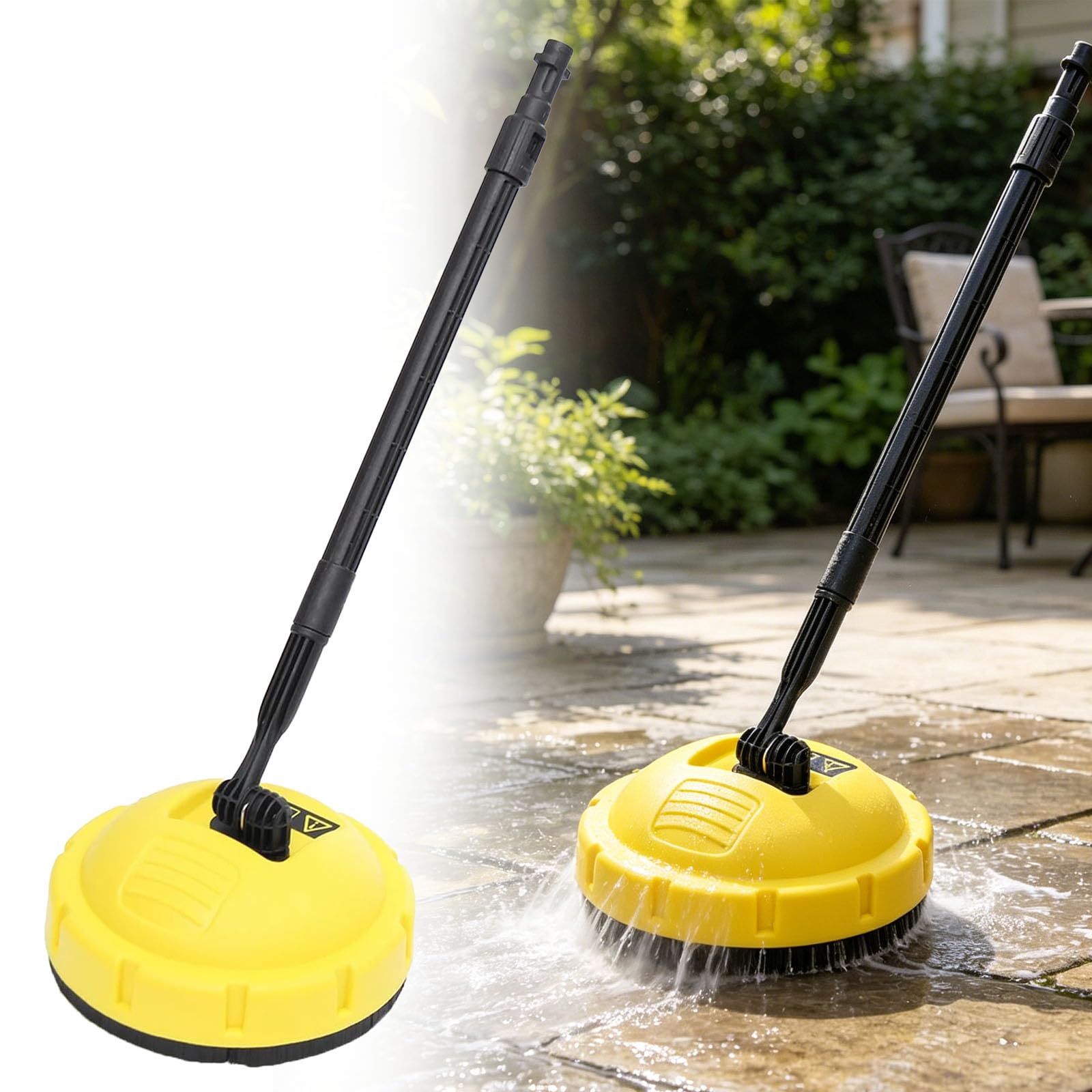 Accesorio de Hidrolavadora para Patio, Cepillo de Limpieza de Superficies para Hidrolavadora, Accesorios de Lavado con Boquilla de Chorro Giratoria para Terraza, Pared, Patio, Entrad 24cm Round Brush