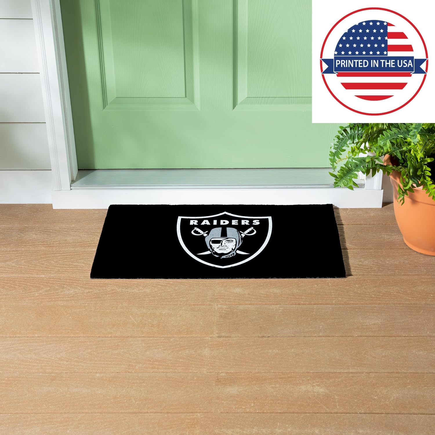 Team Sports America NFL LAS Vegas Raiders Sports Doormat | Indoor Outdoor Entrance | 28 x 16 Inches | Non-Slip Front Door Mats | Official Licensed | Sports Fans Entryway Welcome Rug