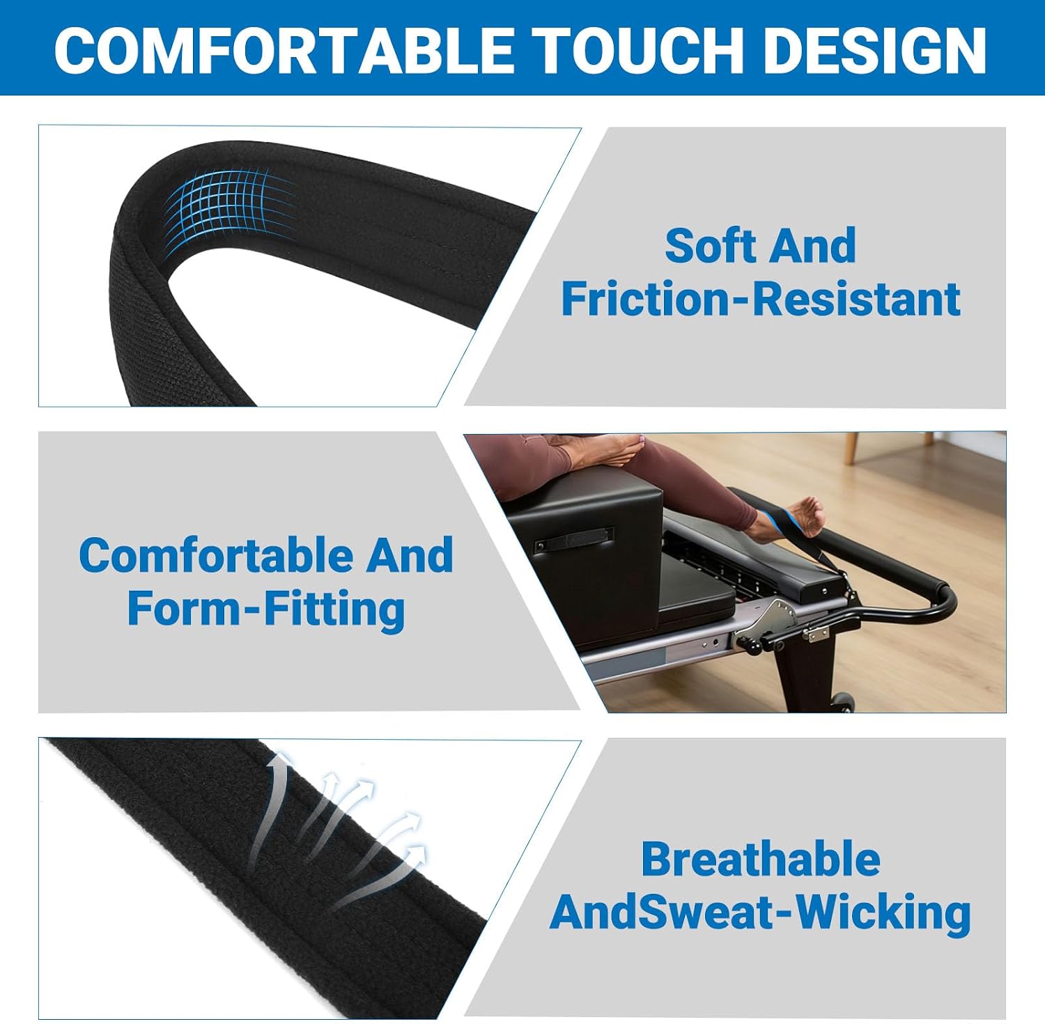 Padded Footstrap for Allegro Nextgen for Allegro Stretch Reformers, Adjustable Foot Strap for Balanced Body Pilates Reformer