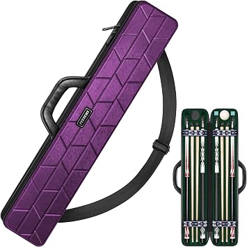 PEKREWS Pool Cue Case, Hard Shell Pool Stick Case 4x4 with 10 Padded Slots, Heavy-Duty Billiard Cue Bag with Soft Leather Handle and Shoulder Strap, Travel Snooker Stick Bag Carrier for Men and Women