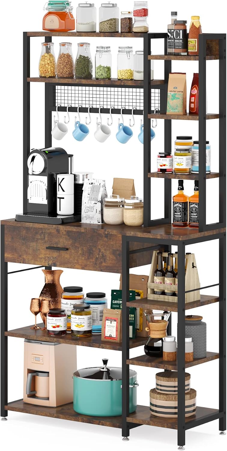 Amazon.com - LITTLE TREE Kitchen Baker's Rack with Drawer, 70.9 inch ...
