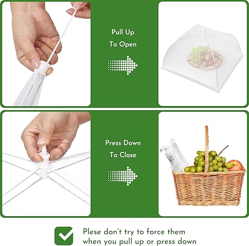 Miniatura 5 de Cubiertas de malla para alimentos para exteriores, paquete de 9 unidades, 1 extra grande de 40 x 24 pulgadas y 8 grandes de 17 x 17 pulgadas,