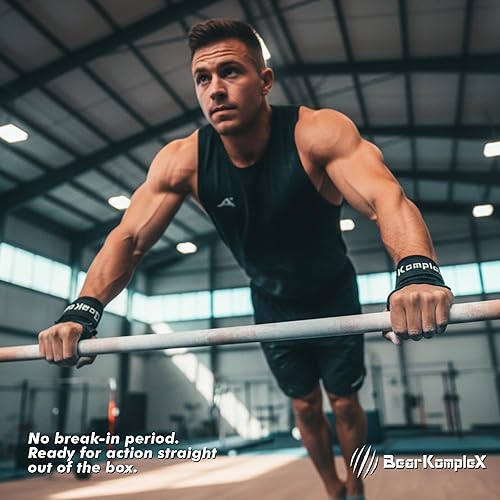 Miniatura 6 de Bear KompleX Empuñaduras de carbono sin agujeros, agarre de gimnasia antideslizante sin dedos para levantamiento de pesas, dominadas y entrenamiento