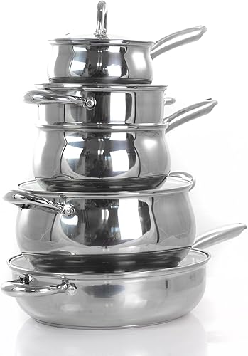 Miniatura 3 de Gibson Home Ancona - Juego de utensilios de cocina de acero inoxidable con forma de vientre, 12 piezas, con herramientas de cocina, color plateado