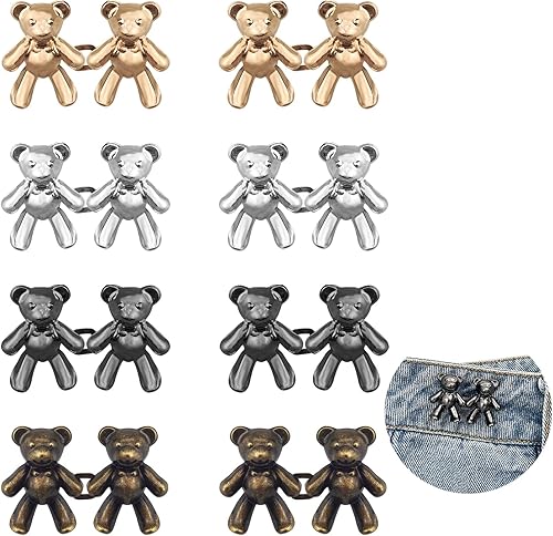 Miniatura 7 de 8 pares de bonitos botones de oso para ropa, pantalones, sin costura, cintura desmontable, ajuste corporal, hebillas de apriete, accesorios de ropa