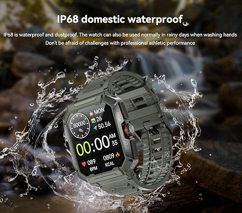 Miniatura 4 de Reloj inteligente militar para hombres (respuestahacer llamadas) 1.85 pulgadas, pantalla táctil HD, monitor de presión arterial de frecuencia