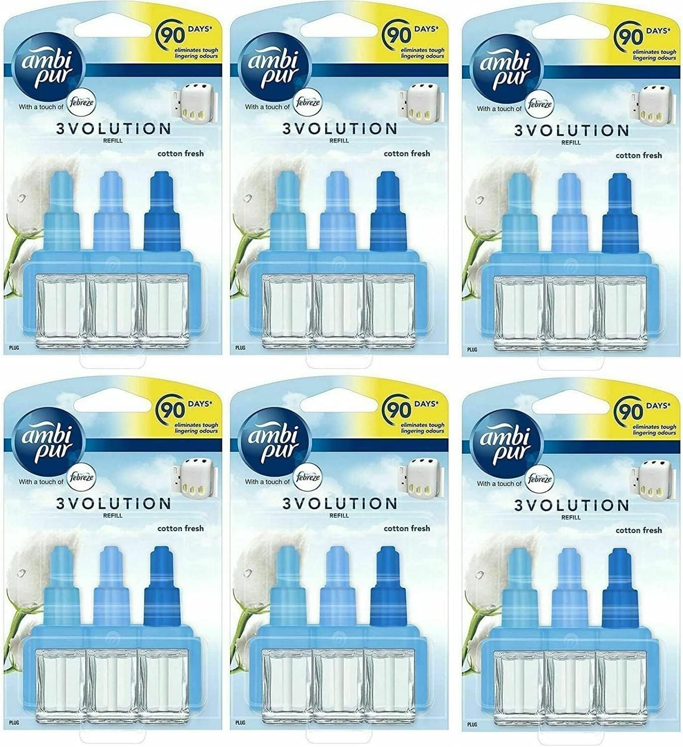 Febreze 3Volution Plug In Air Freshener, PlugIn Diffuser Refill, 6