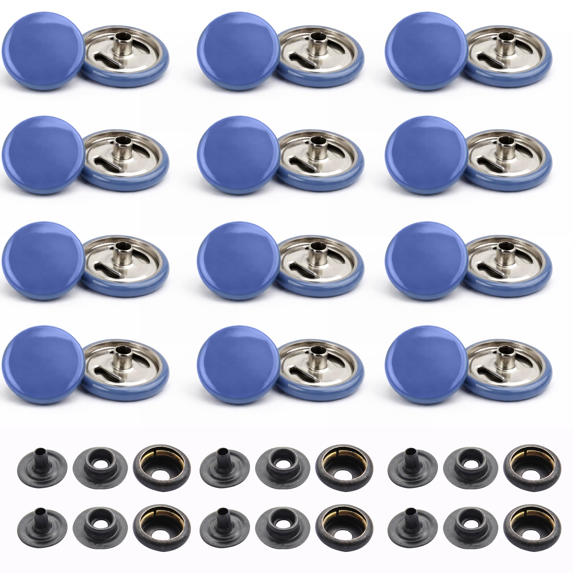 Trimming Shop 15mm Botones a Presión 4 Parte Alta Calidad, Durable Y Ligero Metal Cierres Para Chaquetas, Jeans, Cuero Manualidades, Tiras Y Costura Proyectos - Peugeot Azul, 1000pcs