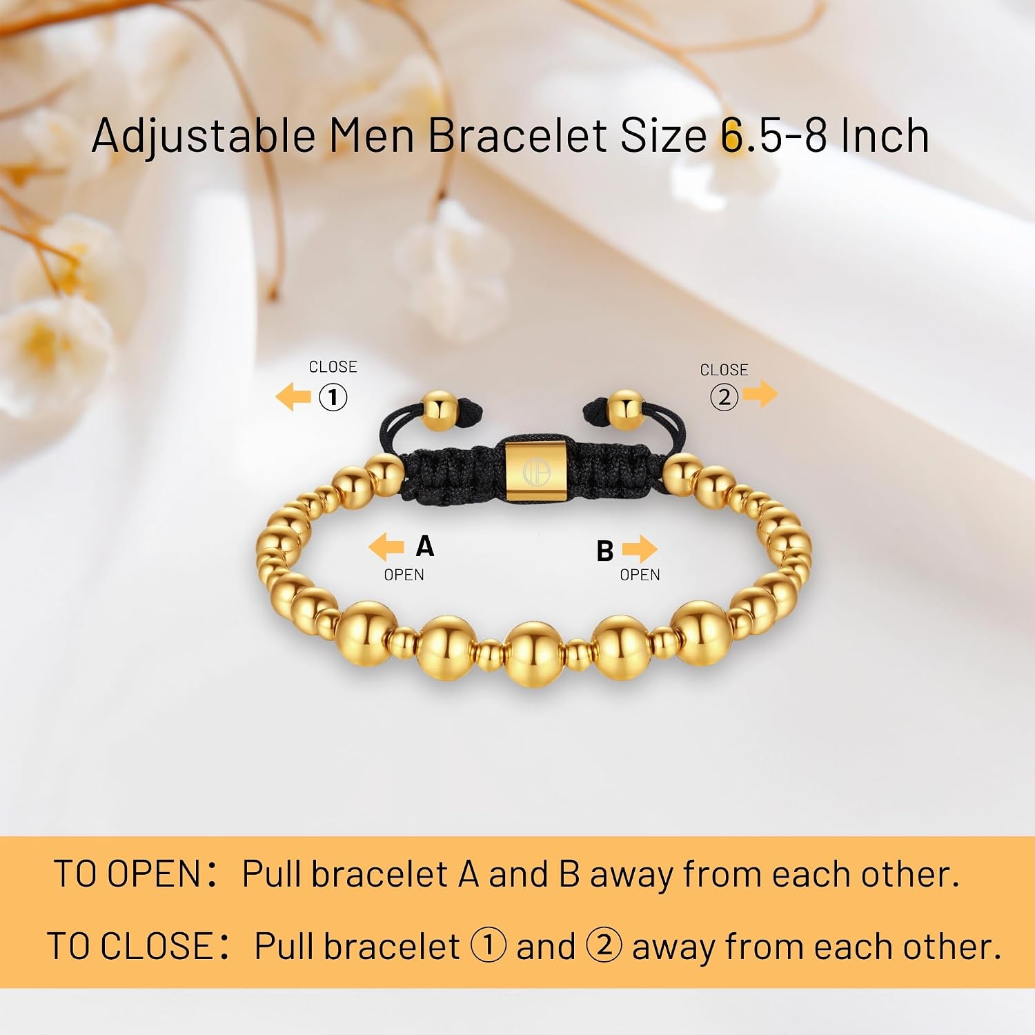18K Gold Plated Bracelets for Men Adjustable Beaded Bracelet | Leopard Head Lion Black Onyx Tiger Eye Stone Heart Claw Stainless Steel Mens Gold Bracelet Handcrafted Birthday Jewelry Gift