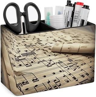 PU Leather Desk Sheet Music Pencil Holder for Office Supplies | Scratchproof Smooth Surface, Compact Rectangle 2 Slots Organizer Caddy, for Office Studio Vanity Dresser Business Workspace