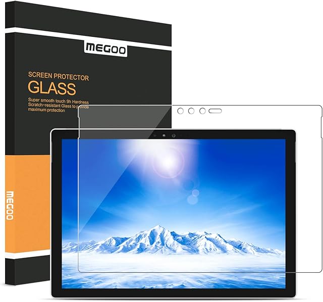 MEGOO Surface Pro 6/5/4 Screen Protector 12.3 Inch,Tempered Glass, Easy Installation, Quick Response, Smooth Touching, Anti-Scratch (1724/1726/1807 Model).