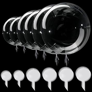 Hiboom 60 Pcs Bobo Balloons Clear Balloons for Stuffing Bobo Balloon Prestretched Different Sizes Transparent Bubble for Wedding Bridal Shower Birthday Party Decoration10, 13, 18, 20, 24, 36 Inch