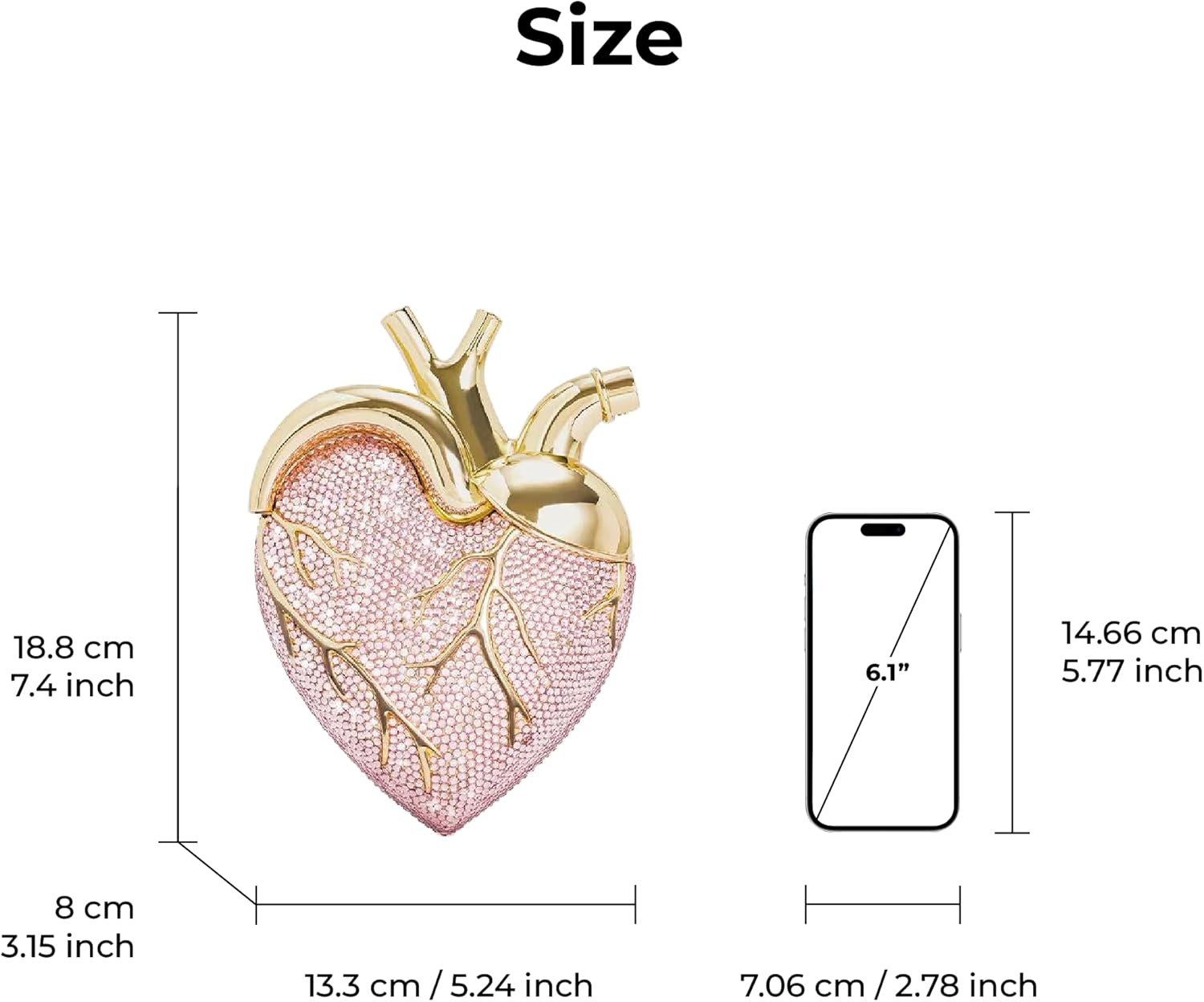 JW PEI Women's Maren Artificial Crystal Heart Shaped Bag - Image 4