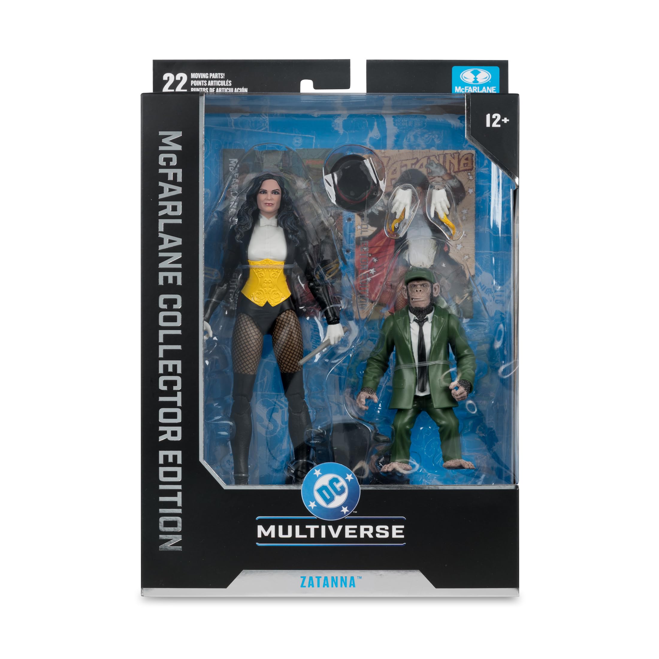 McFarlane DC Multiverse Zatanna (DC Classic) Figurine d'action avec détective Chimpanzé Édition Collector #53 17,8 cm
