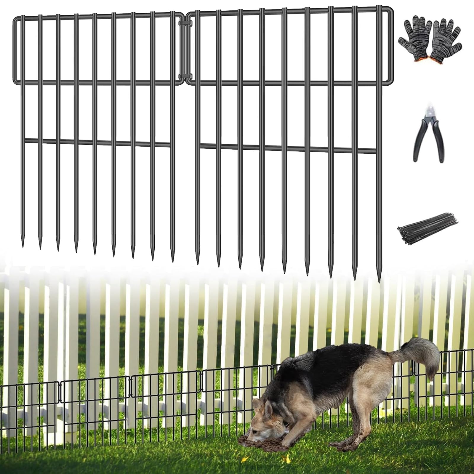 10 Pack Animal Barrier Fence, 1.25in Spike Spacing No Dig