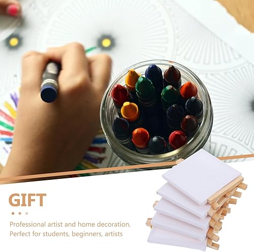 Miniatura 4 de Paquete de 10 mini lienzo y caballete, lienzo de pintura pequeño con mini caballete de arte, lienzos de pintura, kit de pintura de madera, soporte