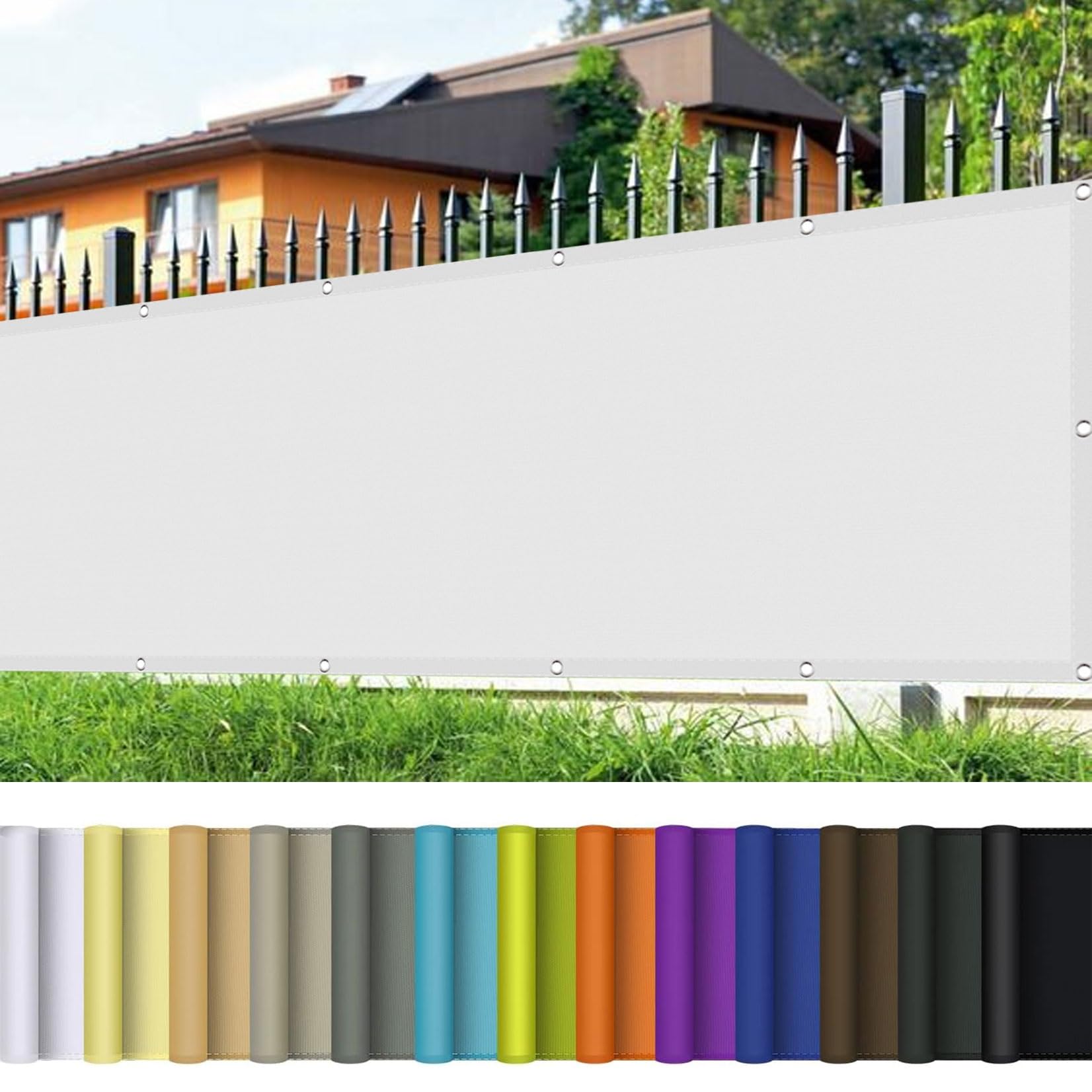 Toldo Vela de Sombra 90 x 950 cm Rectangular Malla Sombreadora Jardin con Ojales Poliéster con Cuerdas de Fijación para Exteriores, Pergola, Jardín,Terrazas, Blanco