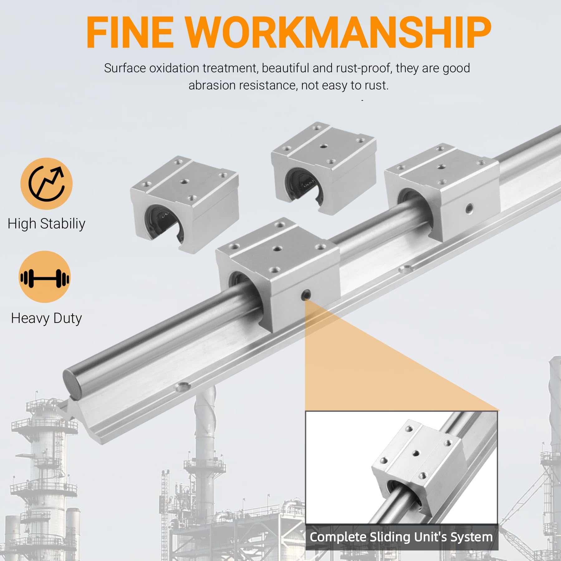 2 guías lineales SBR20-1500 mm, riel lineal + 4 bloques de rodamientos SBR20UU + 4 anillos de seguridad de 20 mm para impresoras 3D y máquinas CNC