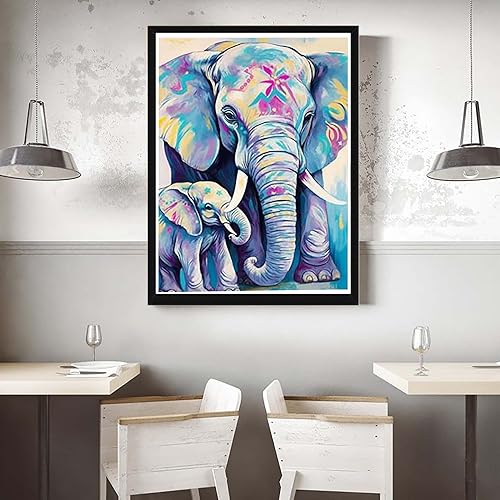 Miniatura 3 de VAIIEYO Pintura acrílica por números para adultos elefante animal, kit de pintura al óleo de bricolaje, lienzo, pintura de dibujo con pinceles para