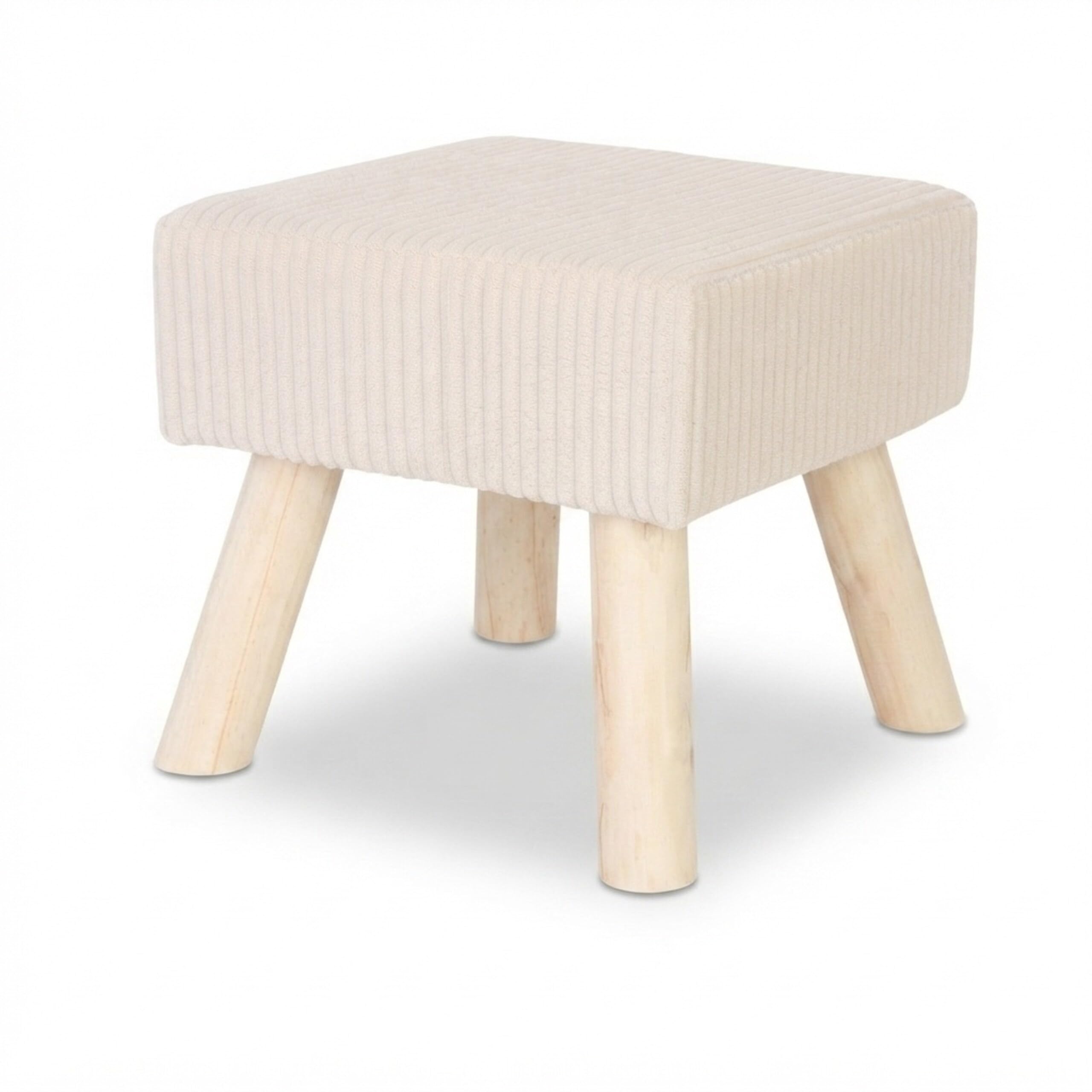 Relaxdays Sgabello corda, gambe in legno, imbottito, HxLxP: 30 x 30 x 30 cm, quadrato, poggiapiedi, beige/naturale