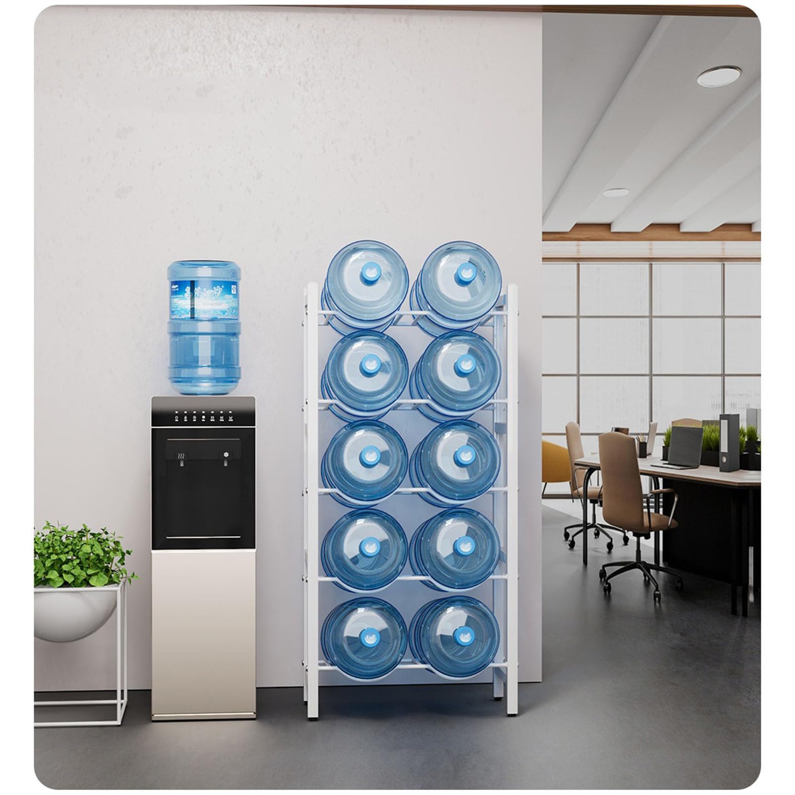 Soporte para jarra de agua de 5 galones, soporte de enfriador de agua resistente, estante de almacenamiento de botellas para cocina, oficina, garaje