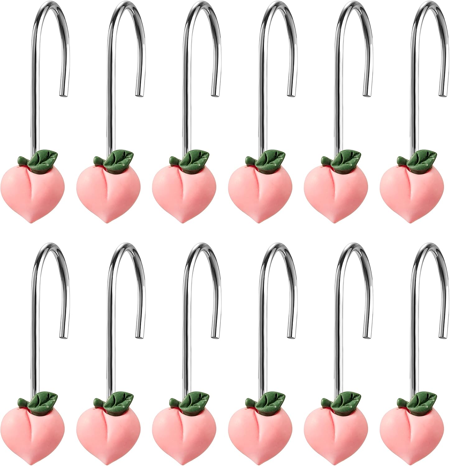 W1cwey Peach Shower Curtain Hooks 12pcs Peach Shower