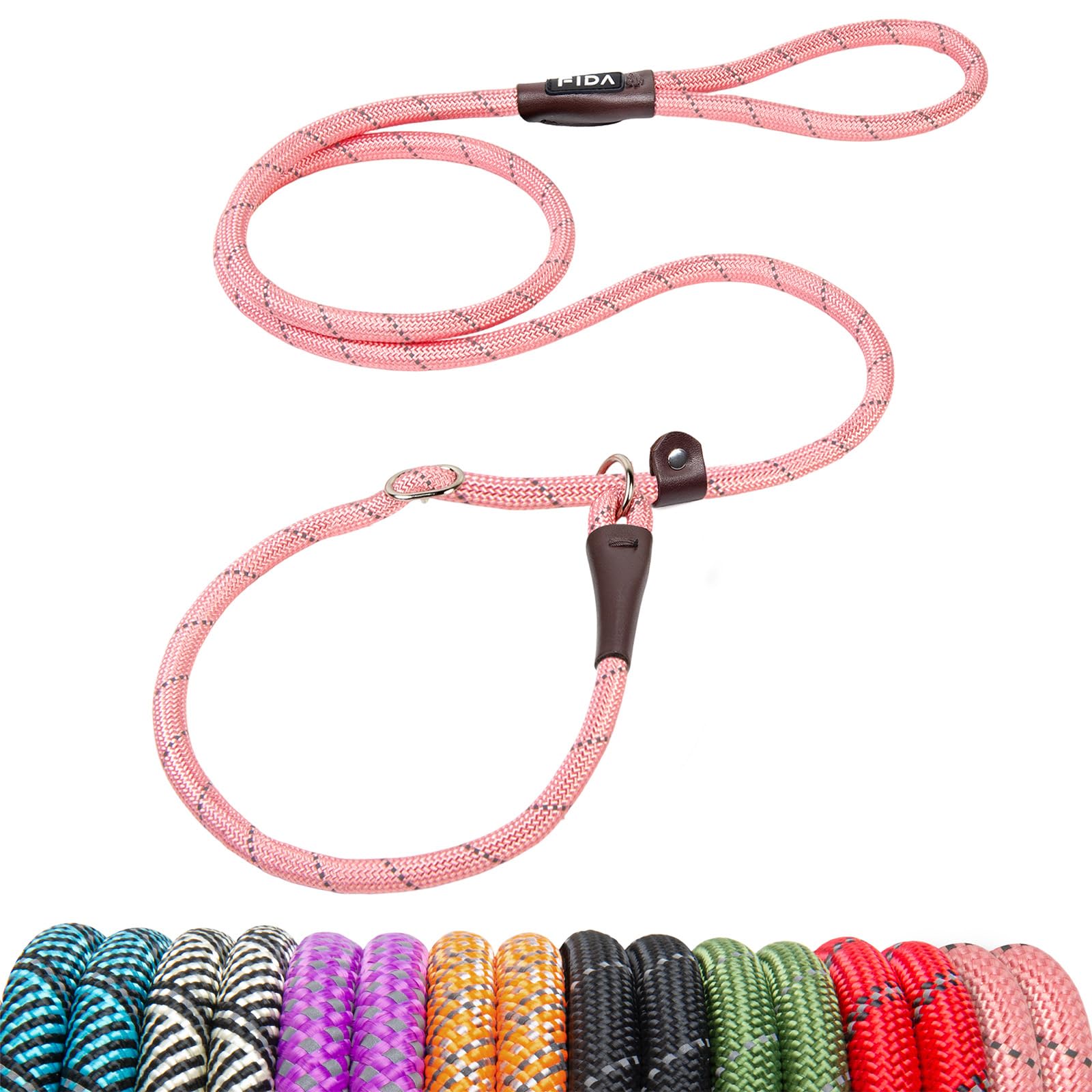 Fida Durable Slip Lead Dog Leash, 6 FT x 3/8" Heavy Duty Loop Leash, Pink