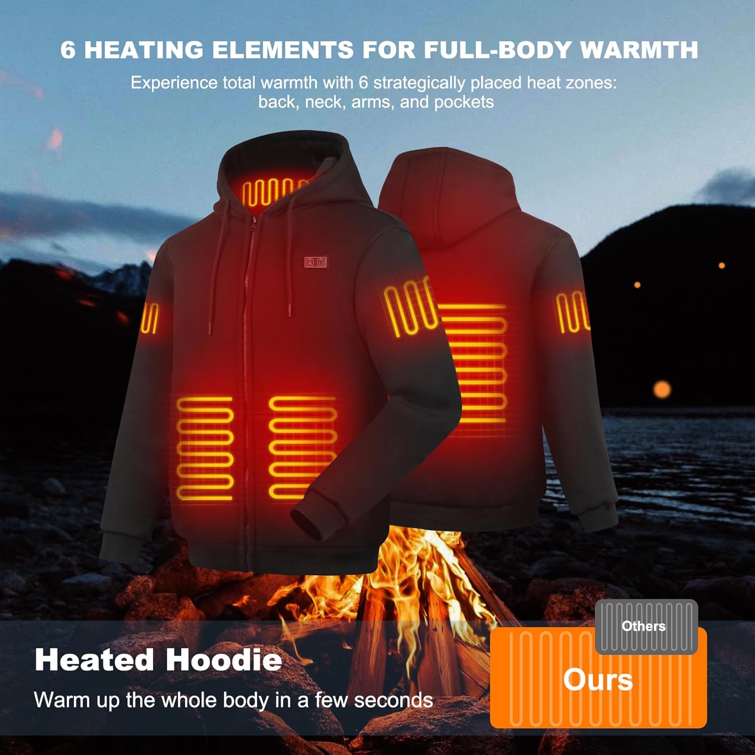 Heated Hoodie for Women with Fleece Lining 7.4V 16000mAh Battery Women Heated Sweatshirt with Dual-Zone Heating - Image 4