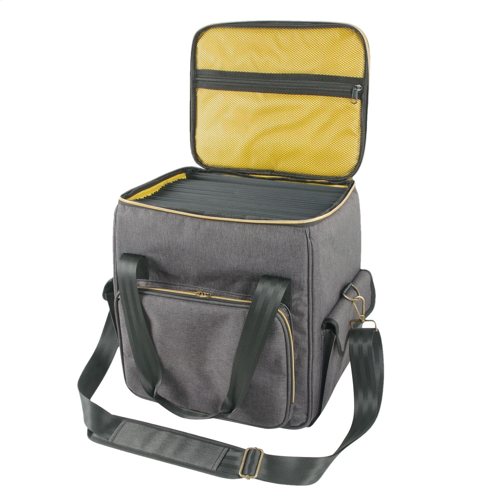 De Almacenamiento De Discos Gran Capacidad Multifuncional Portátil | Bolsa protectora de Organizador de LP apilable con asa para hogar, oficina, estudio y sala de escucha