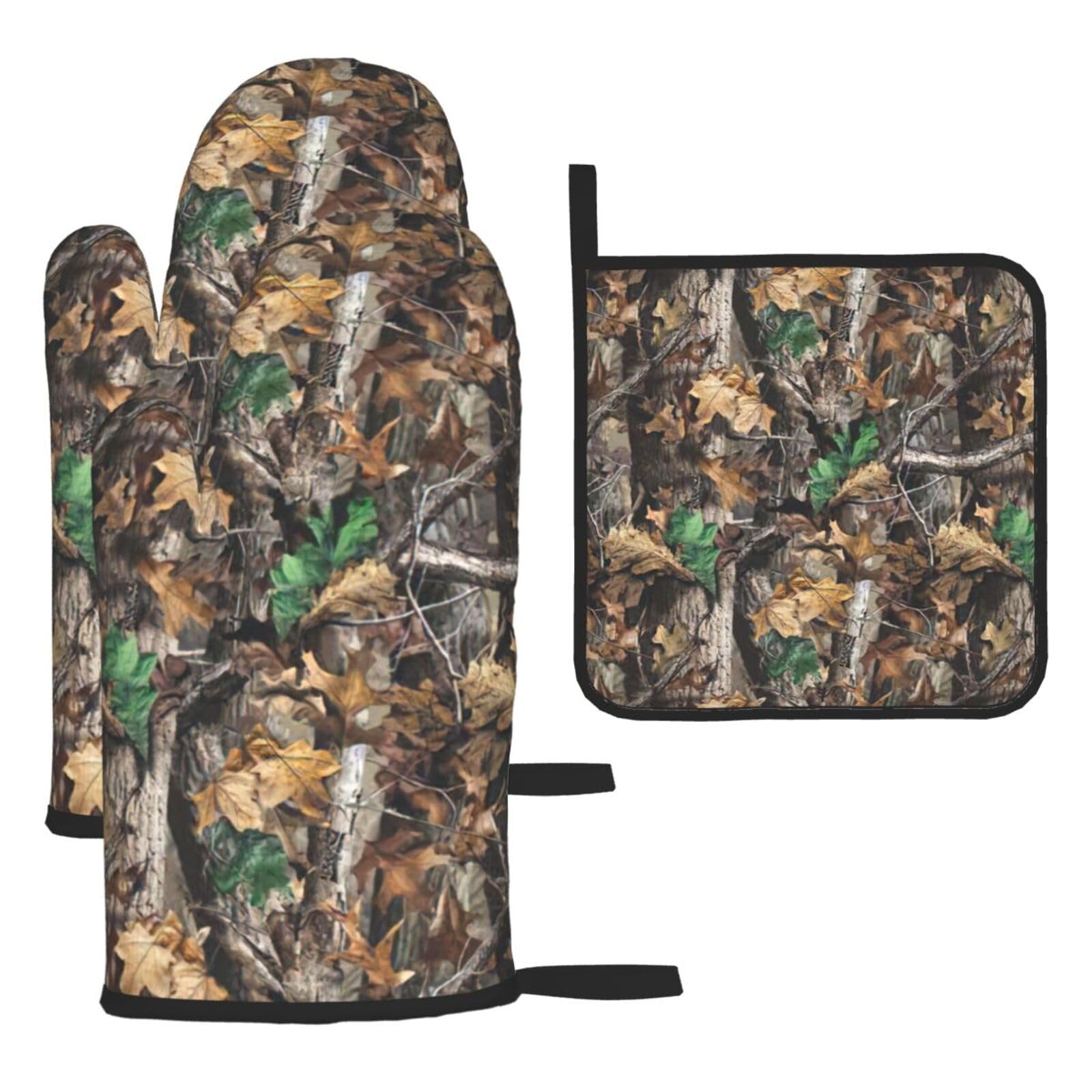 Yyoretp Black Cold Tree Camouflage Print Oven Mitts And Potholders Bbq Gloves-Oven Mitts And Pot Holders For Cooking Baking