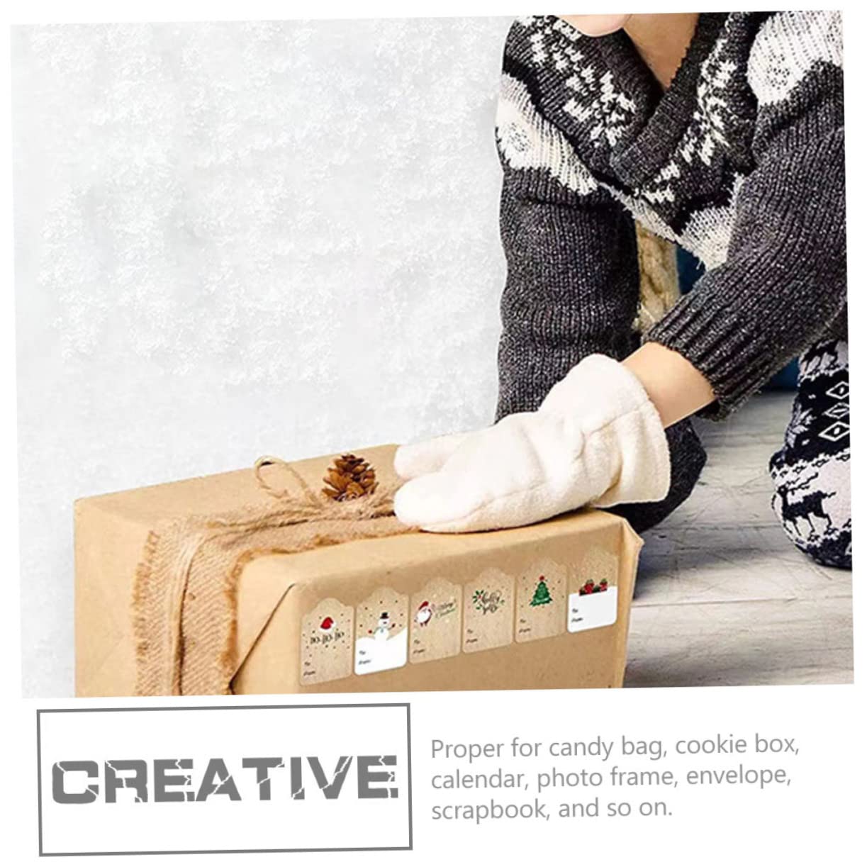 STOBOK 5rotoli Adesivi Natalizi Kraft Etichette Autoadesive Per e Decorazioni Design Per Facili Personalizzare e Utilizzare Occasione