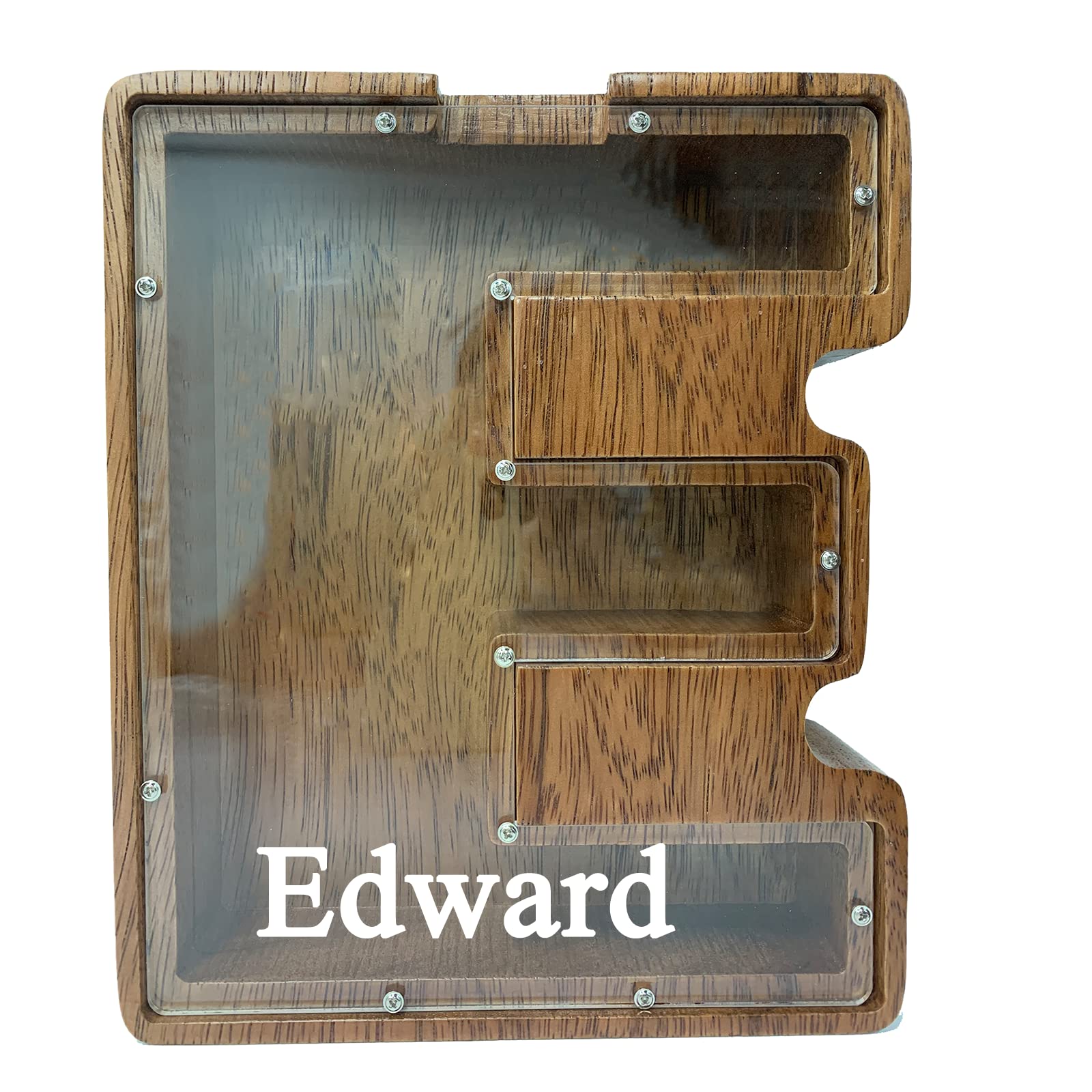 Personalized 12" Extra Large Wooden Letter Piggy Bank for Kids Boys Girls, (Laser Engraved Name) Custom Initial Letter Shape Piggy Bank, Alphabet Coin