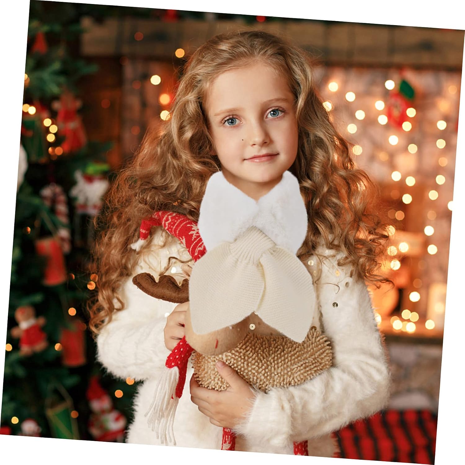 Boy Girl's Holiday Scarf Boys and Girls Plush Thicken Scarf Winter Warm Neckwear for