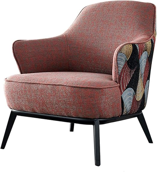 Amazon Co Jp 中世のリビングルームの椅子 レトロなファッションのシングルソファハイバッククラブのアクセントチェア 家庭 オフィス用の布張りのアームチェア ダークレッド ホーム キッチン
