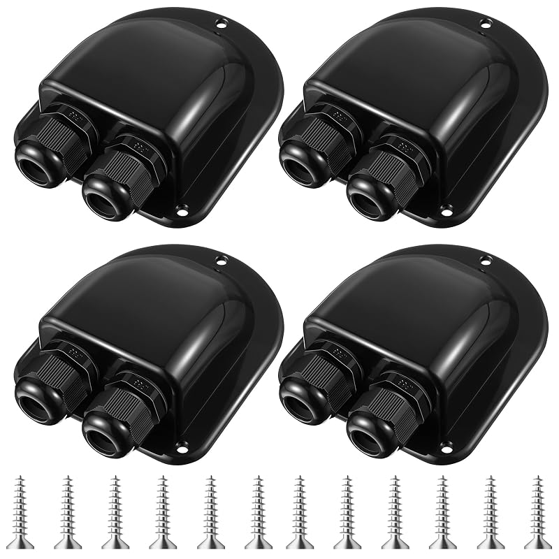 Kit com 4 passa-cabos de entrada dupla para painel solar Enhon com vedação, ABS preto, para cabos de 3 a 10 mm²