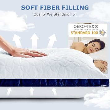 Pillows King Size Set of 2, Cooling Hotel Luxury Bed Pillows for Sleeping 2 Pack, Supportive Breathable Down Alternative Gusseted Pillow for Back Stomach or Side Sleepers, Machine Washable