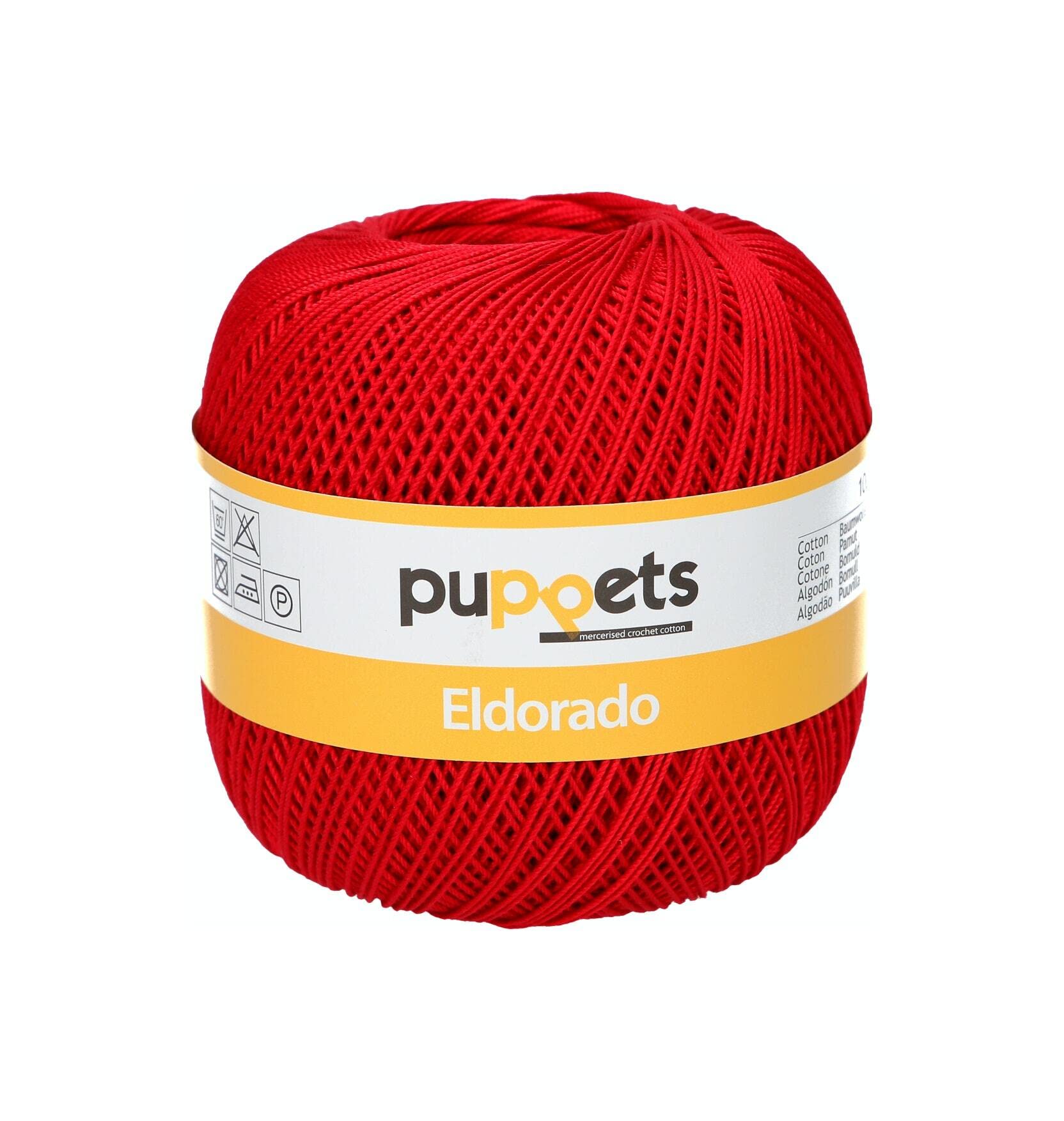 Puppets Eldorado Strength 10 4574010-00047 Red Crochet Yarn, 100% Cotton