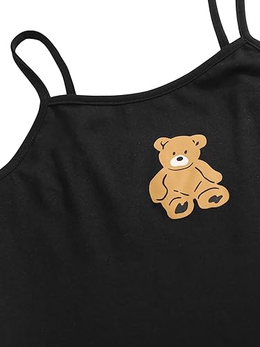 Miniatura 4 de SOLY HUX Conjunto de 2 piezas para niña, camiseta corta de manga corta y vestido de tirantes con estampado de dibujos animados