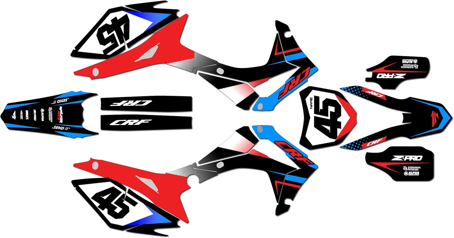 Graphics Kit for Honda CRF250R 2014-2017 and CRF450R 2013-2016 Division Series Red 21 Mil - Dirt bike Custom Racing Graphics Decals Stickers Kit, no-plastics