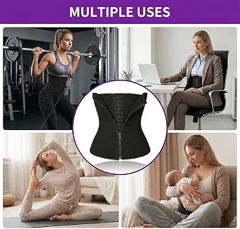 Tabanzhe 1Pc Waist Trainer for Women,Waist Trainer Corset Tummy Control Body Shaper, Adjustable Hook & Eye Sweat Belt with Back Support, Slimming Corset Shapewear(Black)