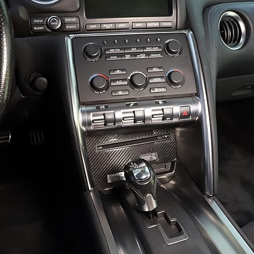 Miniatura 4 de YIWANG 100% fibra de carbono real consola central volumen y CD interruptor marco marco marco marco rebordes para Nissan GTR R35 2008-2016 accesorios
