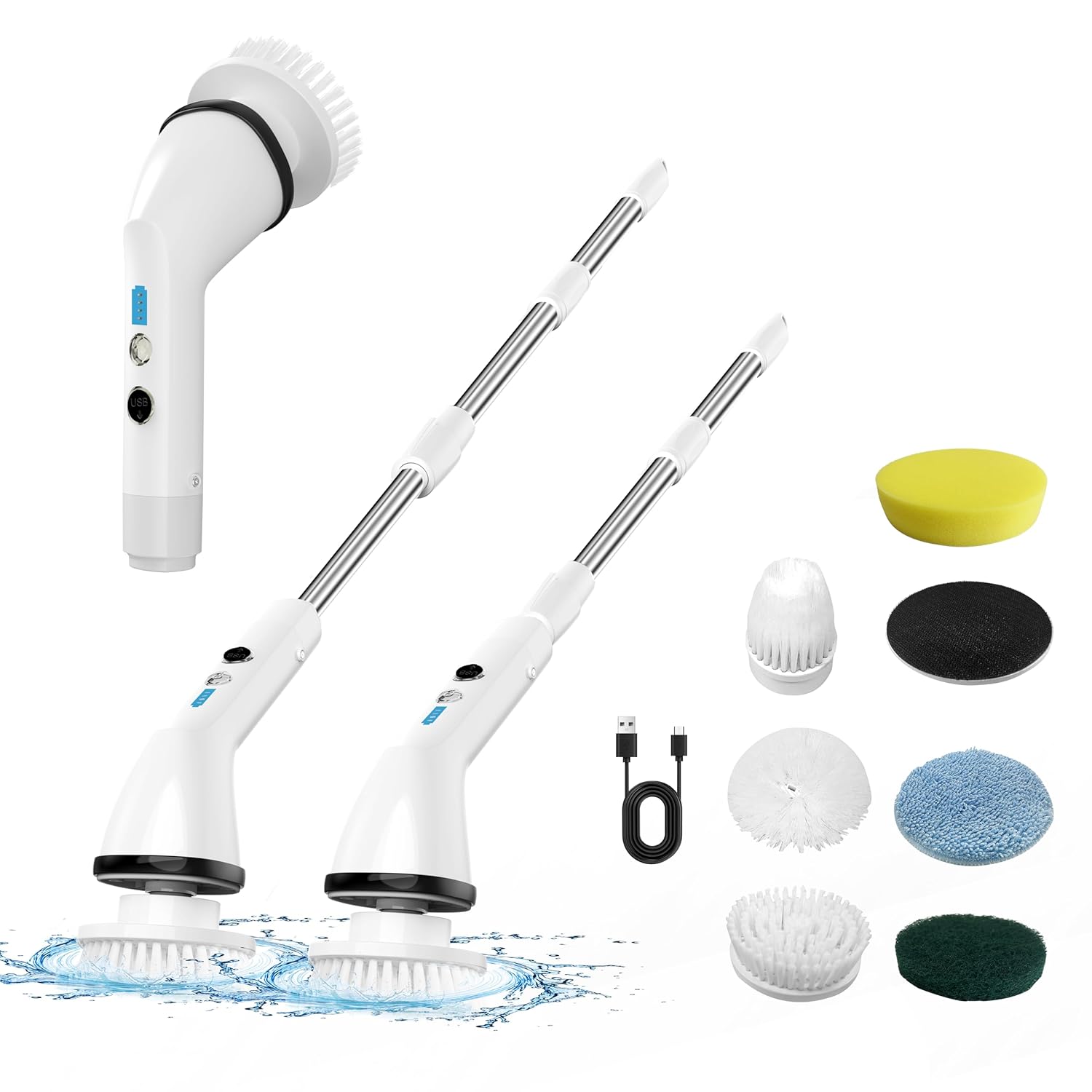 Electric Spin Scrubber Rechargeable Cleaning Brush with 7 Replaceable Brush Heads Cordless and Portable Power Scrubber Electric Bathroom