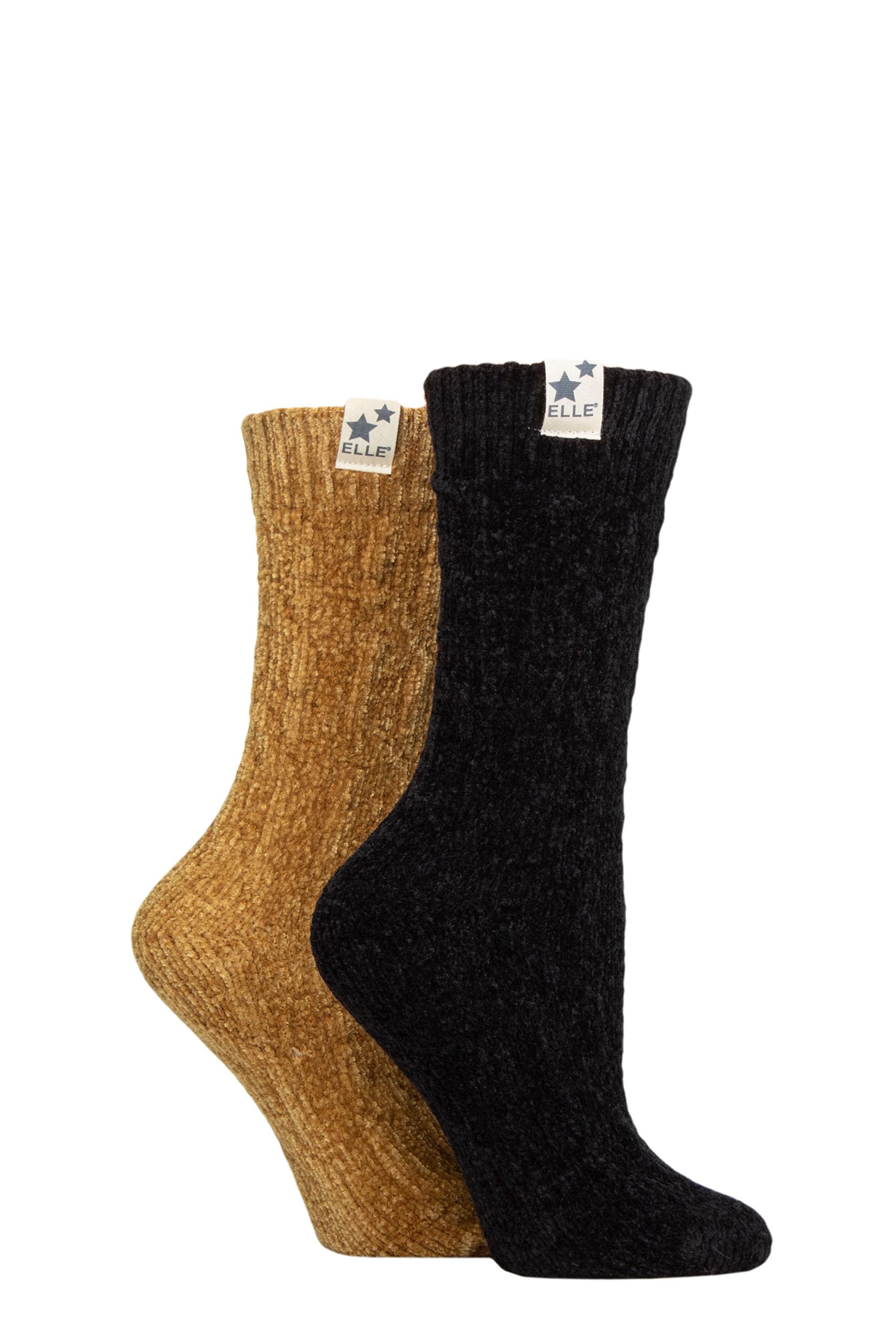 Elle Women's French Mustard Soft And Cosy Cable Knit Chenile Boot Socks In A Multipack Of 2 For Walking, Hiking And The Outdoors Size 4-8 (As8, Numeric, Numeric_4, Numeric_8, Regular, Regular, )