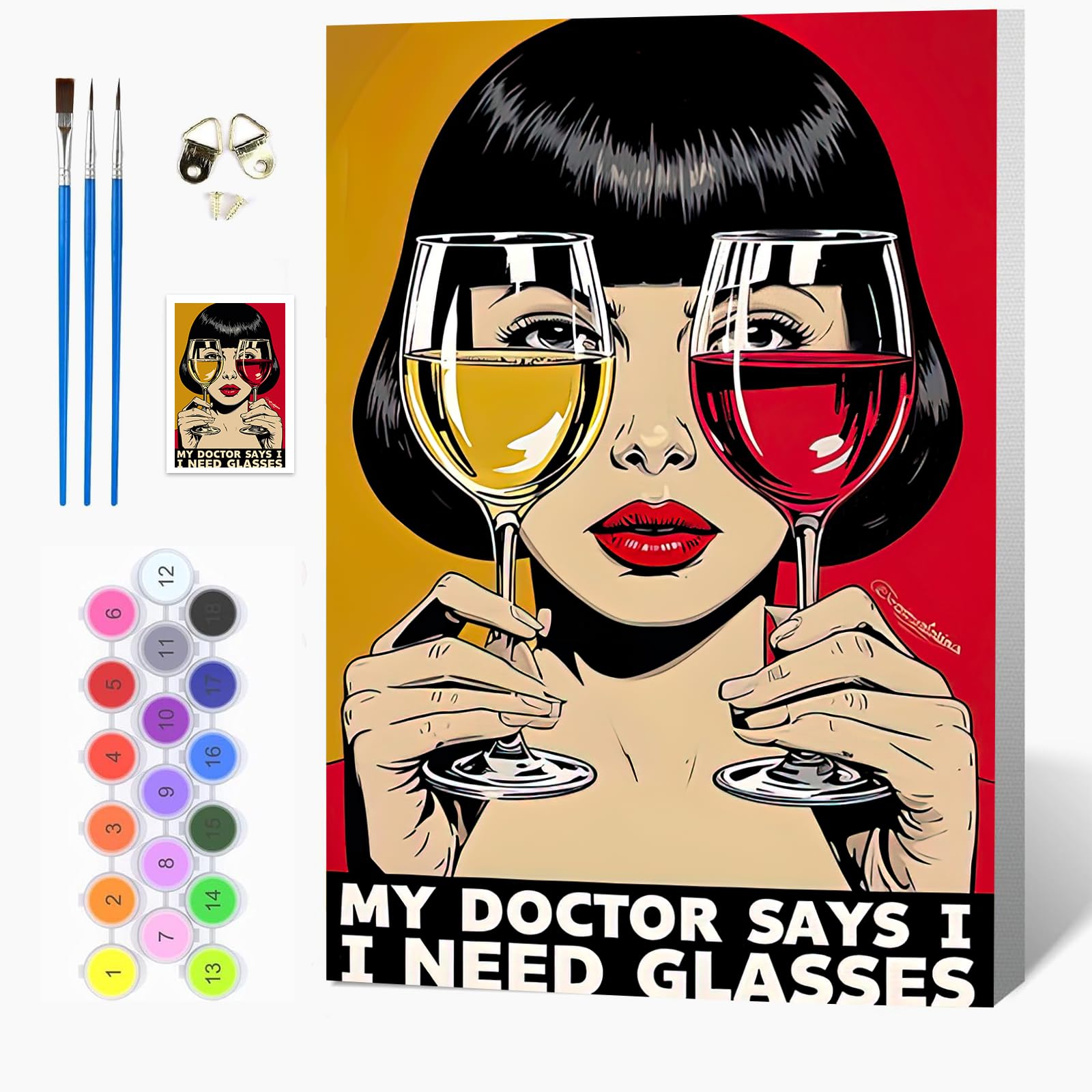 Auremi Beautiful Girl Paint by Numbers Kits for Adults Children,Painting Kits for Beginners On Clear Symbols Canvas with Wooden Framed, Easy DIY Acrylic Pigment Drawing 20x30cm