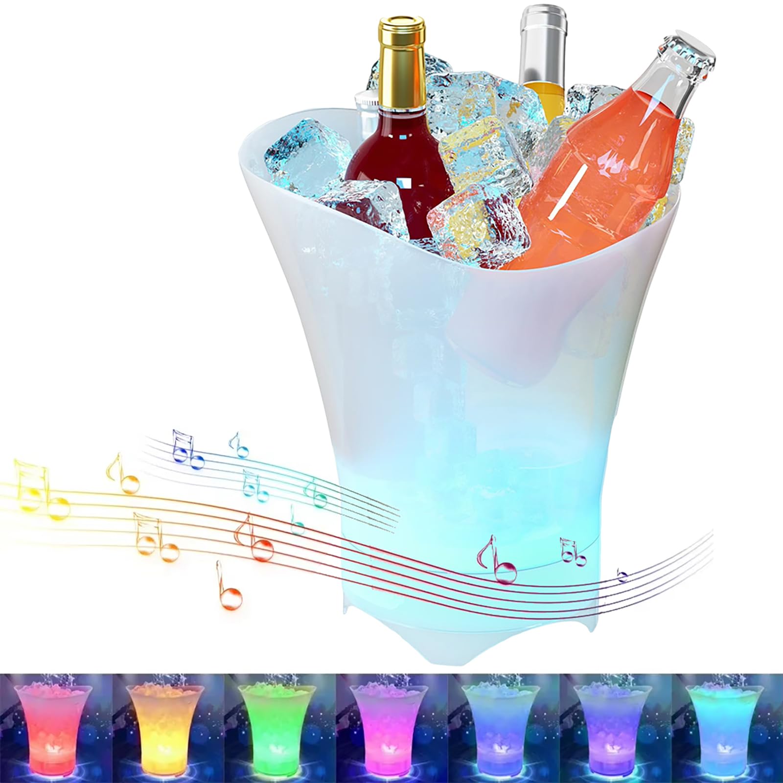 Tefexer LED Ice Bucket With Bluetooth Speaker 5L Large Capacity Wine Ice Bucket Drink Containers for Party, Home, Bar