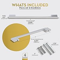 Vista 2 de Southern Hills Tiradores de gabinete de níquel cepillado – 6.299 in – Manijas de cajón de níquel satinado, manijas de gabinete de cocina modernas