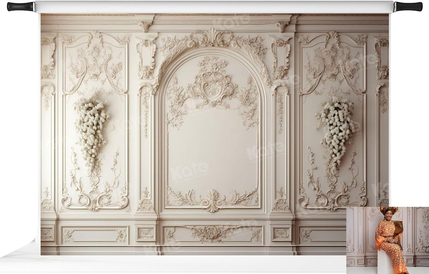 Fondo Fotográfico Kate Clásico 7x5ft Blanco Flores